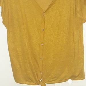 Rachel Zoe blouse-mustard yellow tie at waist